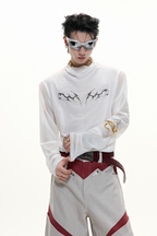 Mesh Fitted Metallic Print Tee