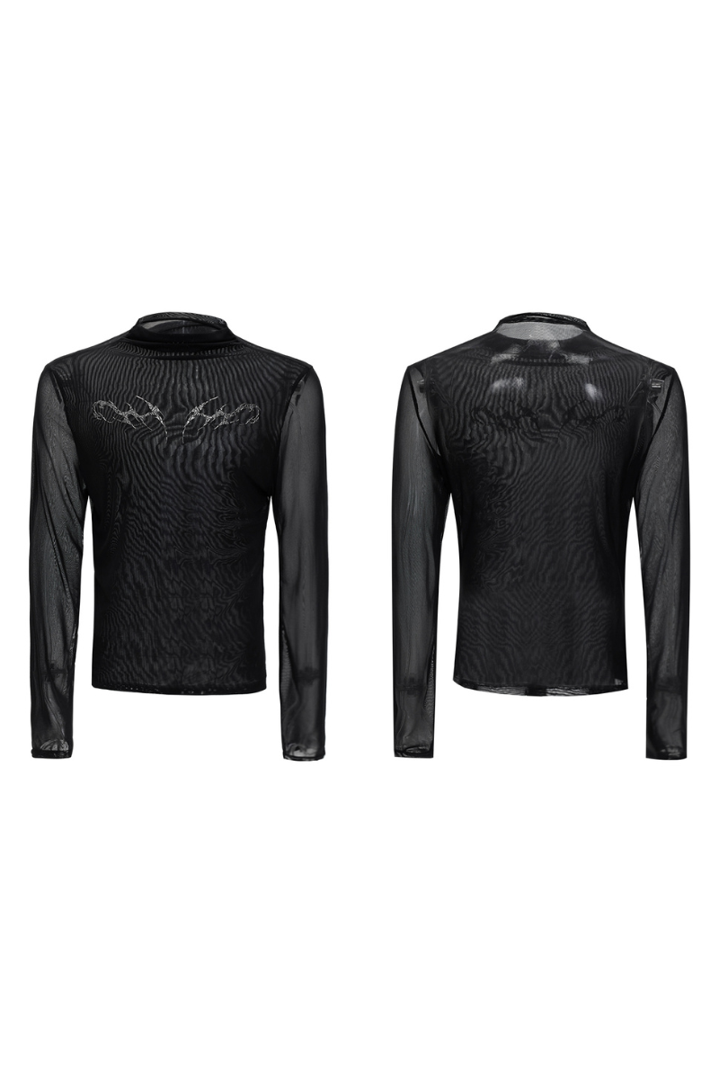 Mesh Fitted Metallic Print Tee