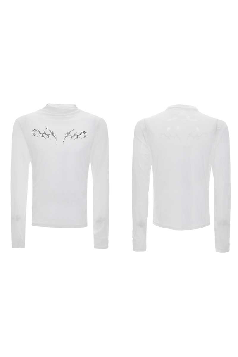 Mesh Fitted Metallic Print Tee