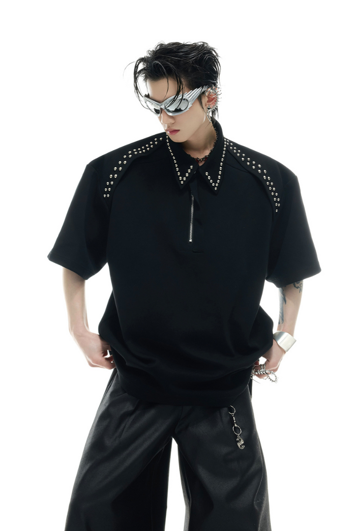 Metal Trim Studded Polo