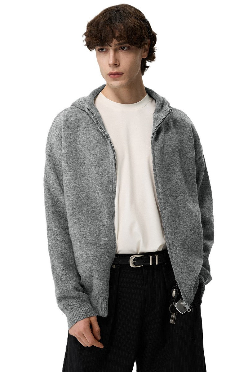 Hooded Wool Knit Sweater