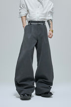 Colorblock Gem Button Tweed Trousers