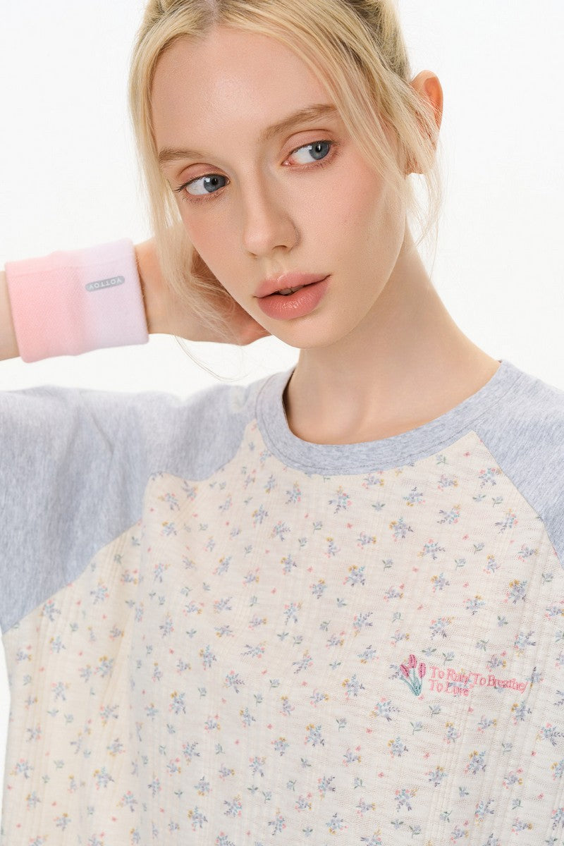 Floral Draped Raglan Tee