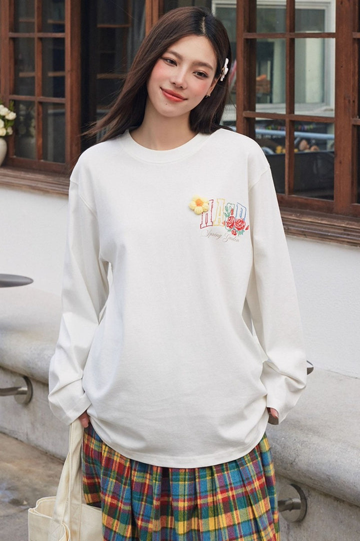 Yarn Flower Embroidery Tee