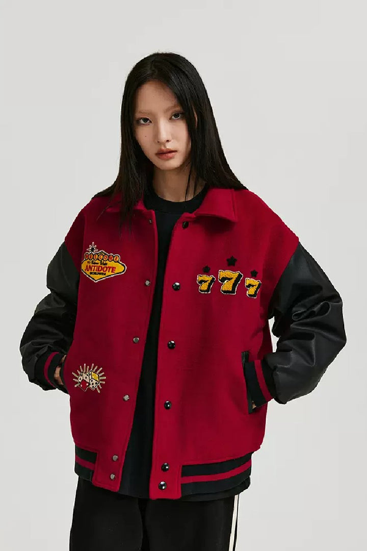 Embroidered Slots Varsity Jacket