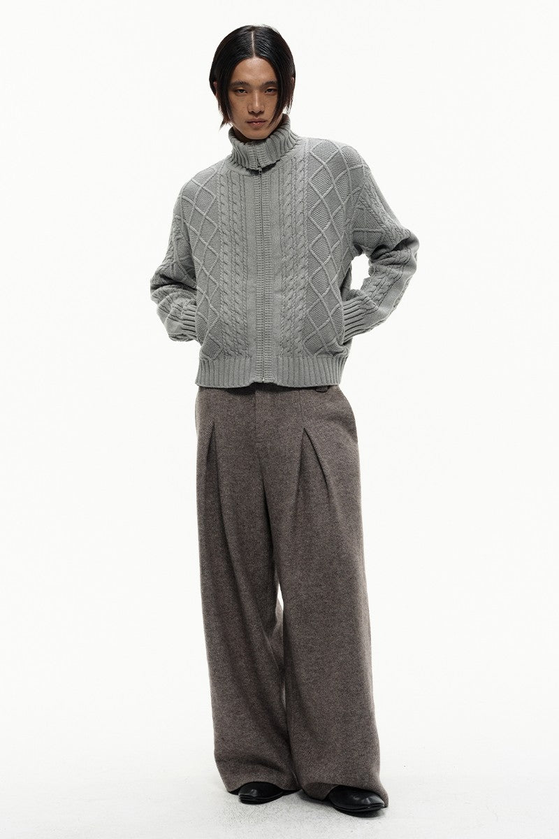 Jacquard Diamond Knit Turtleneck