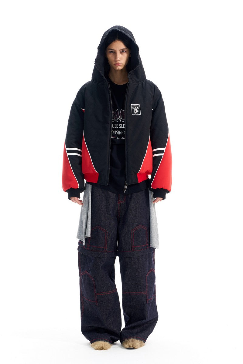 Diamond Patchwork Hooded Puffer