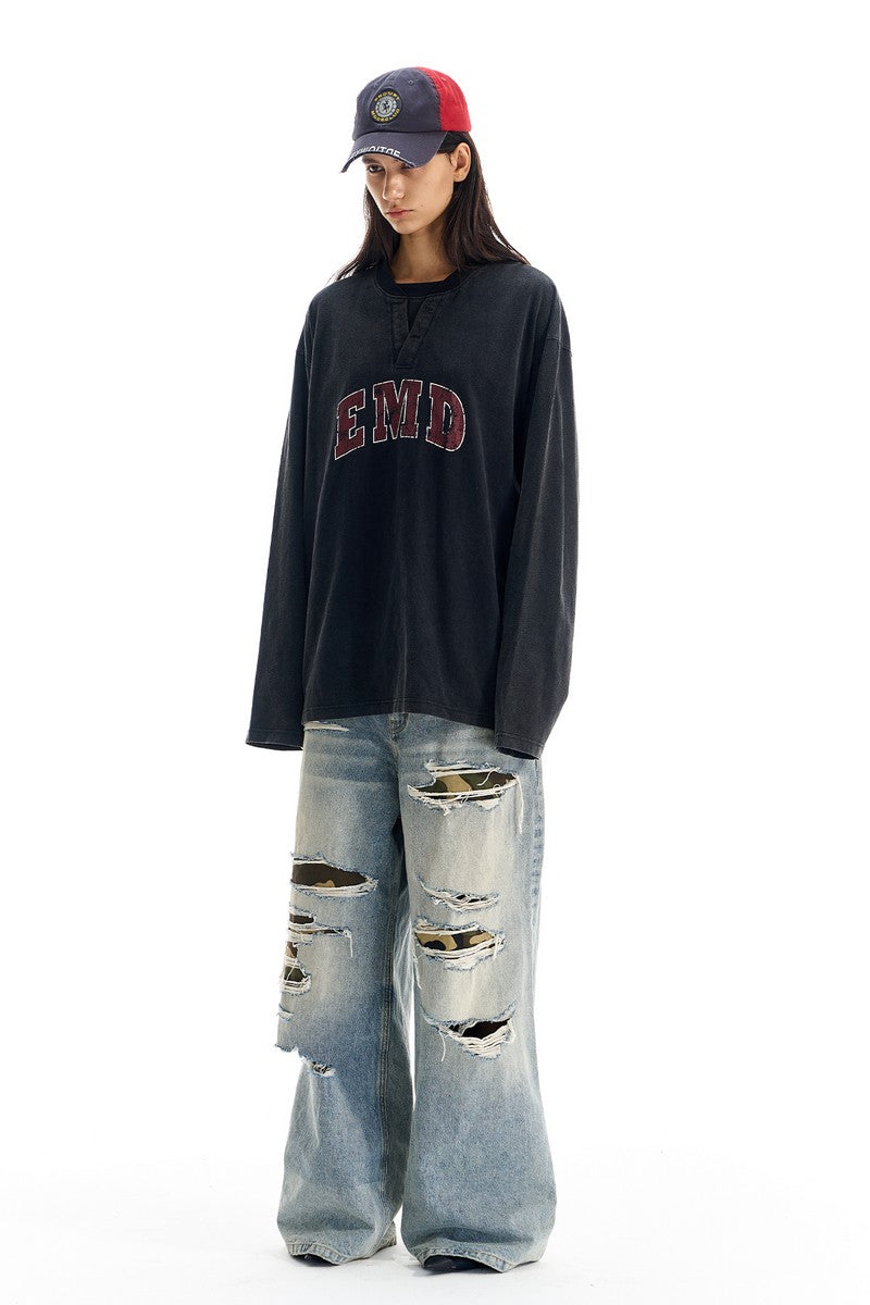 Washed Double Collar Graphic Tee