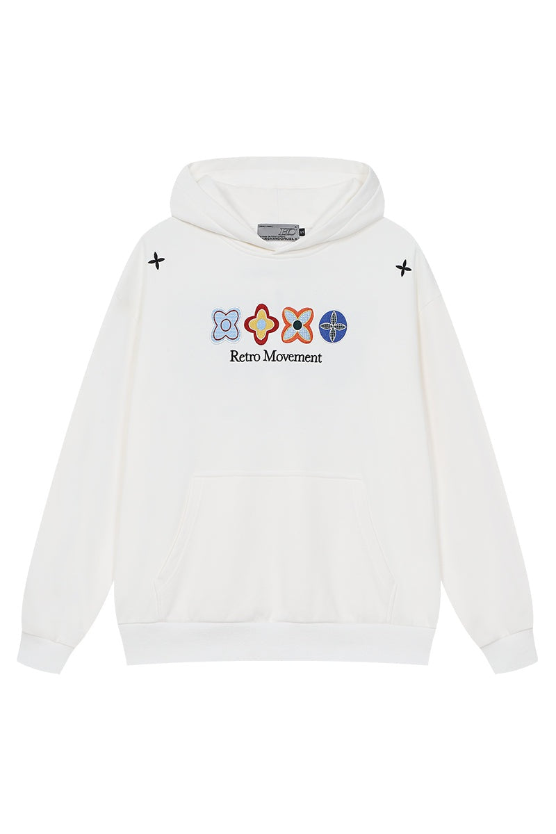 Floral Embroidered Colorblock Hoodie