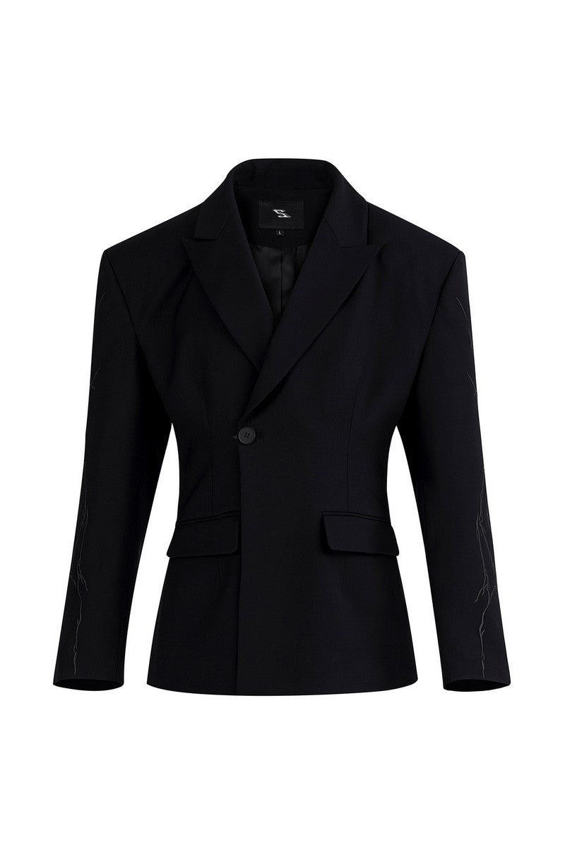 Embroidered Thorn Padded Blazer
