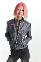 Vintage Punk Cropped Biker Jacket