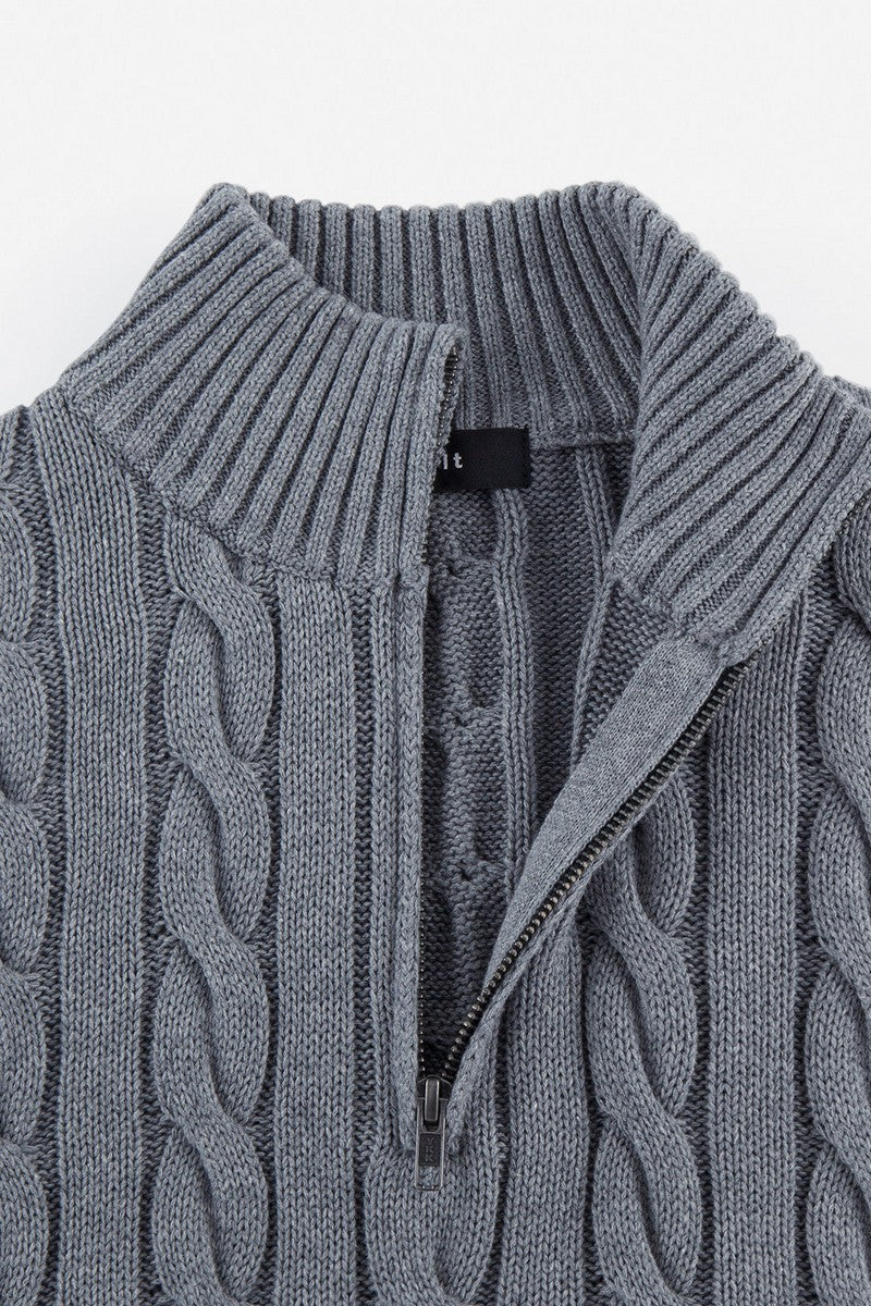 Cable Knit Half Zip Sweater