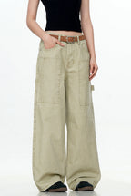 Patchwork Wide-Leg Cargo Pants