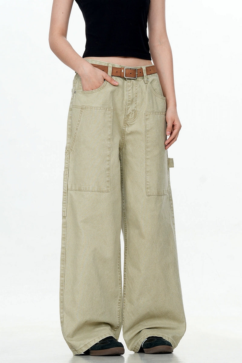 Patchwork Wide-Leg Cargo Pants