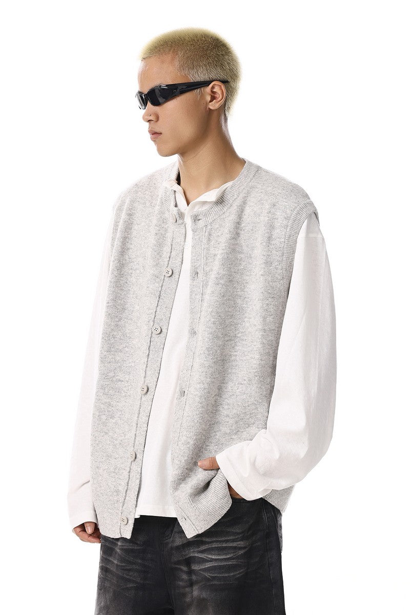 Layered Knit Vest Cardigan