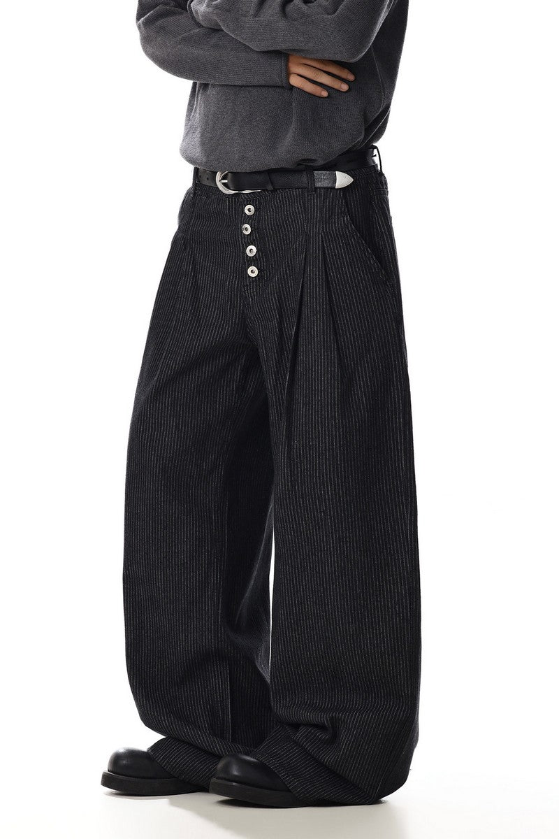 Striped Double Pleated Pants