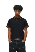 Leopard Panel Textured Polo