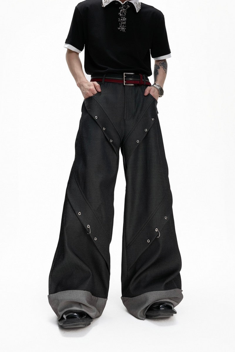 Chain Detail Wide Leg Pants