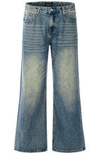 Whiskered Washed Straight Jeans