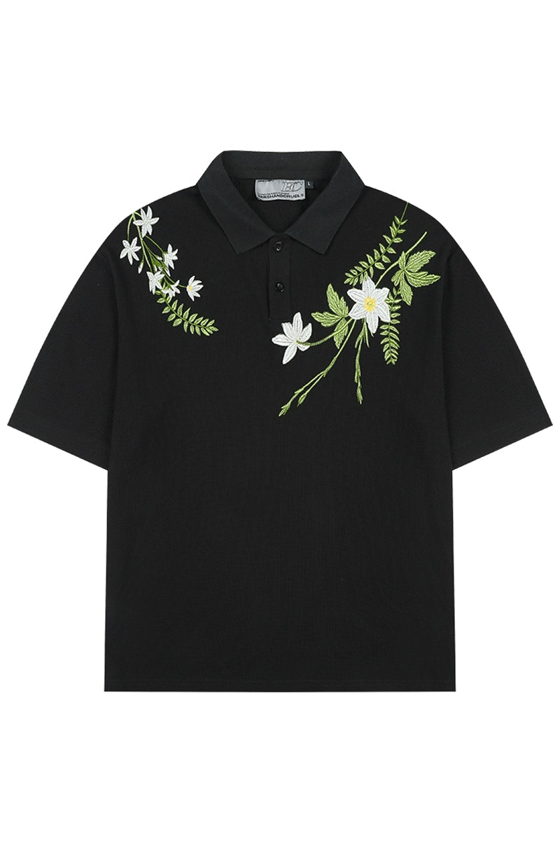 Embroidered Floral Wreath loose Polo