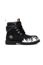 Handpainted Flame Leather Combat Boots