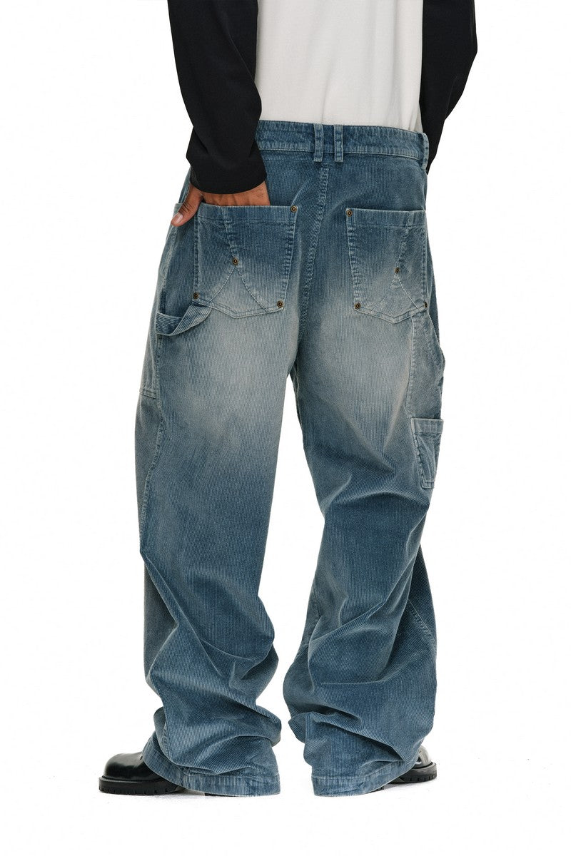 Studded Washed Corduroy Work Pants