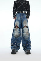 Armored Cross Cutout Denim