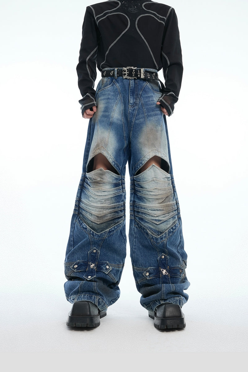Armored Cross Cutout Denim