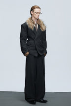 Belted Wool Suit Trousers