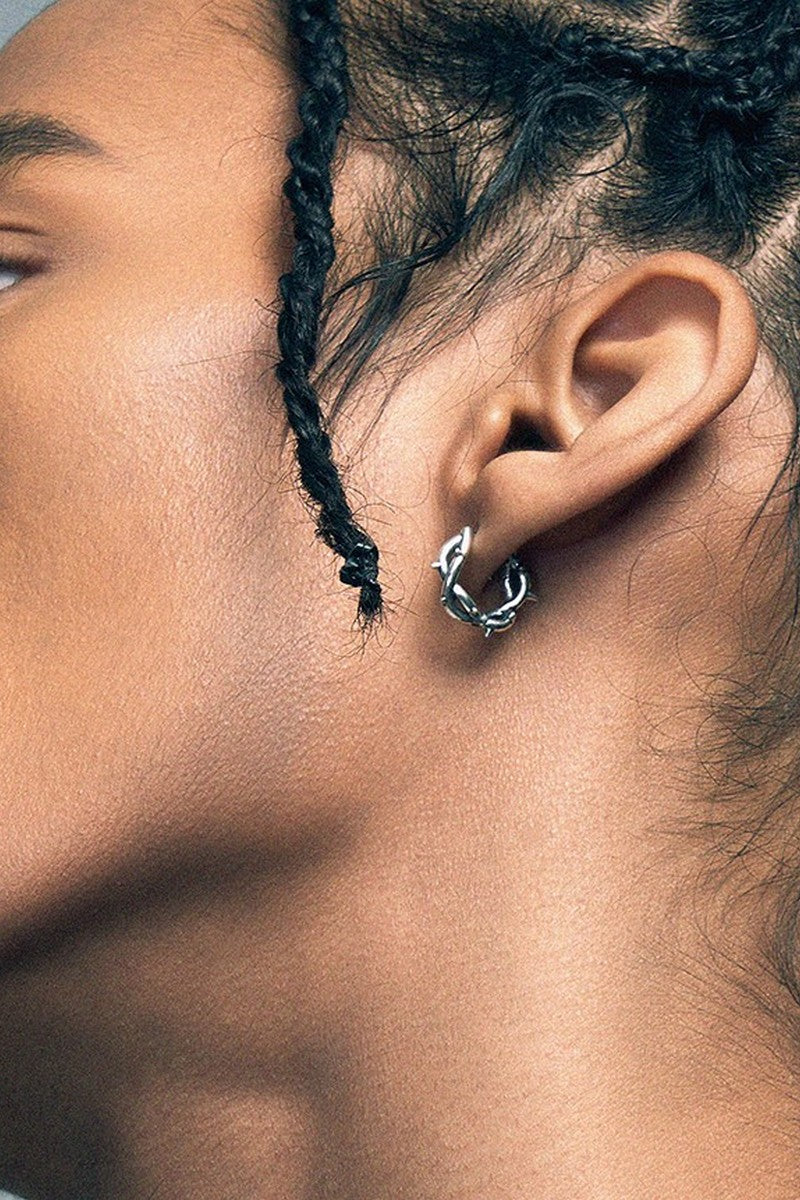 Silver Thorn Hoop Earrings