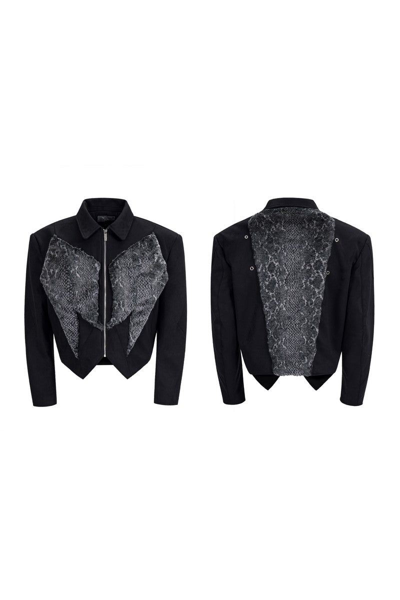 Snake Print Faux Fur Jacket