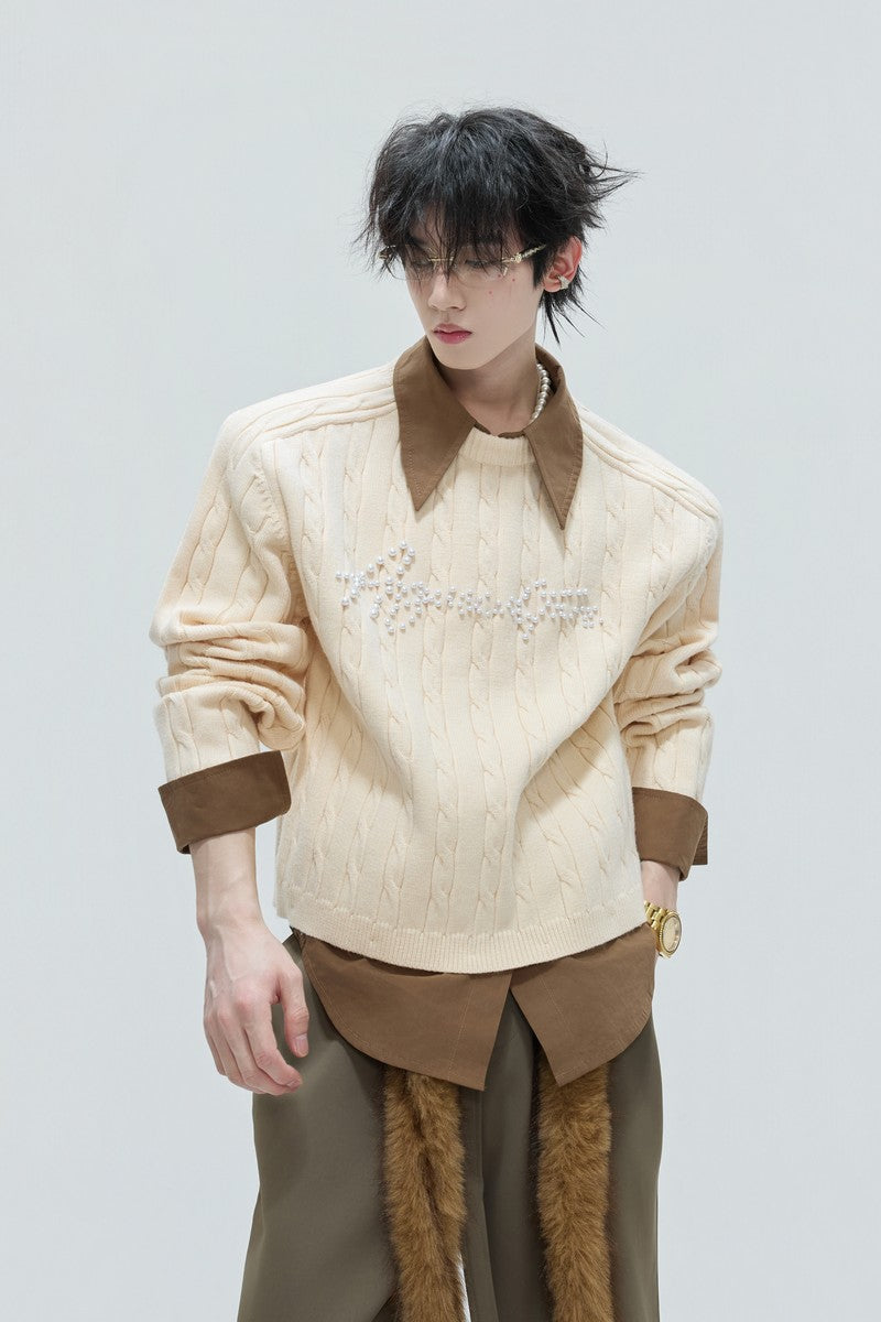 Layered Pearl Knit Sweater