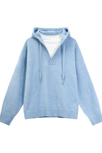 Heavyweight Layered Look Hooded Knit Sweater