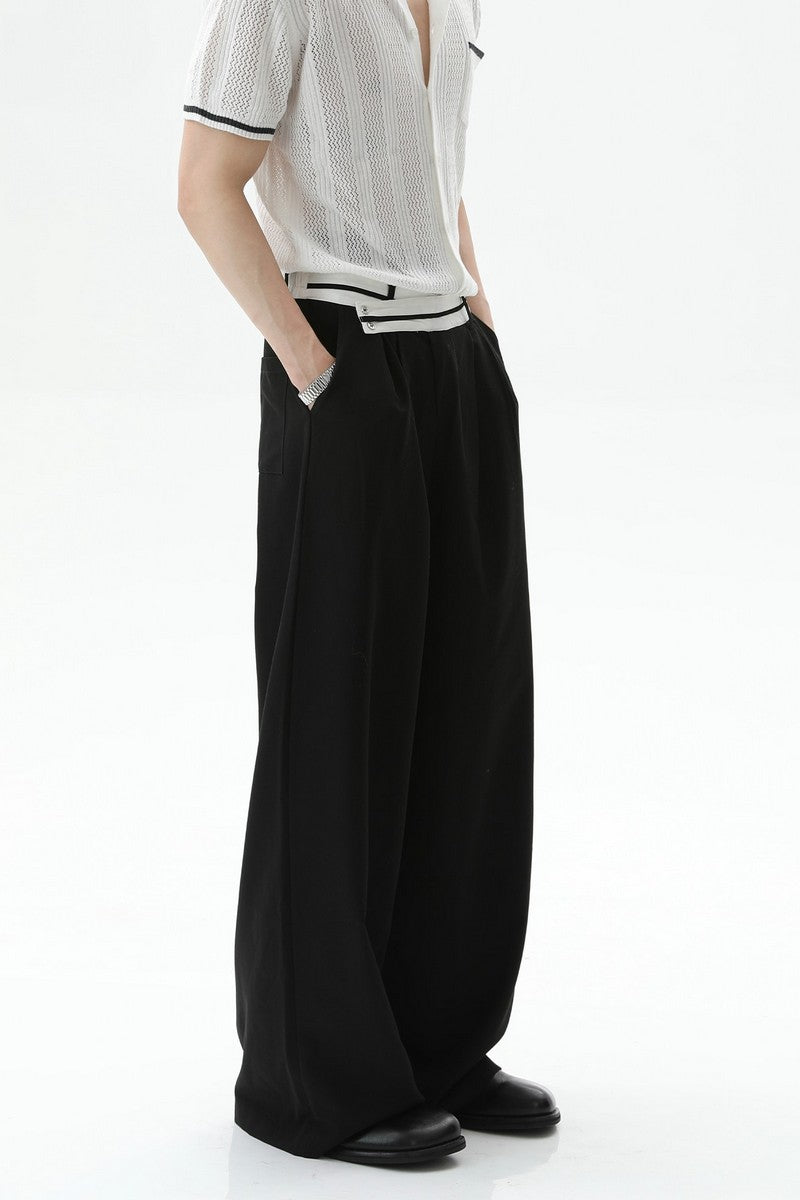 Asymmetrical Waist Pleated Trousers