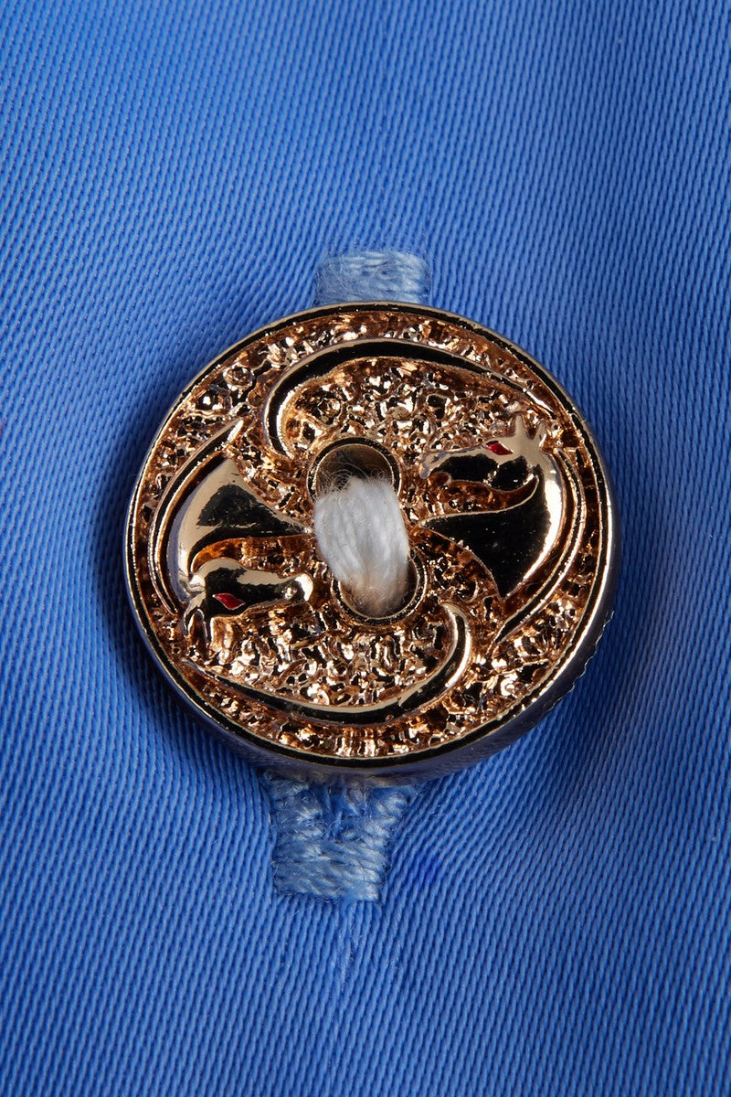 Silky Ruffle Brass Button Shirt