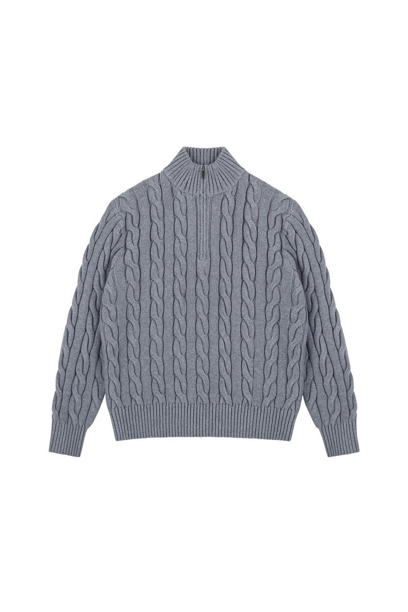 Cable Knit Half Zip Sweater