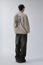 Skeleton Waffle Knit Sweatshirt