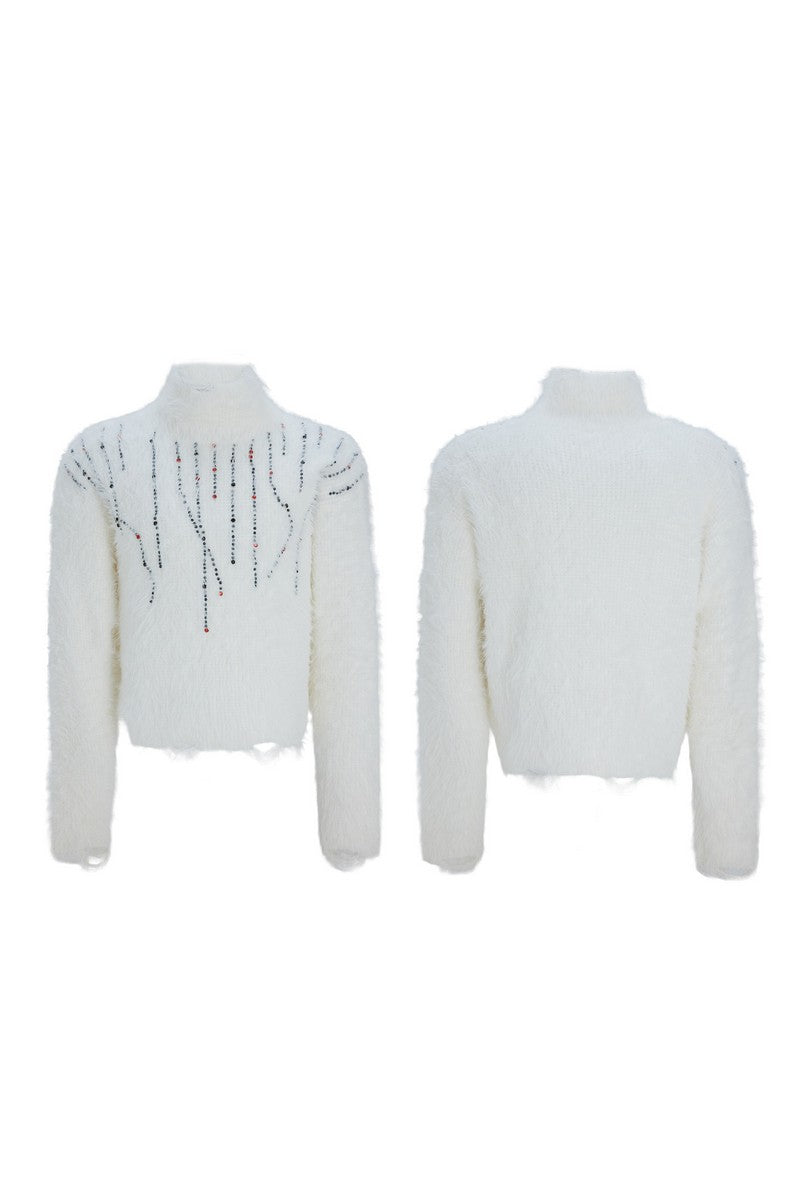 Embellished Cyber Turtleneck Sweater
