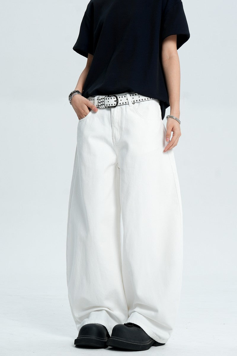 White Embroidered Scythe Jeans