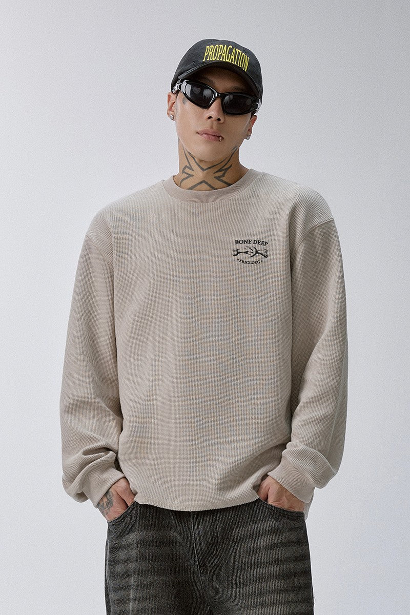 Skeleton Waffle Knit Sweatshirt