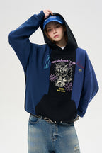 Retro Colorblock Graphic Hoodie