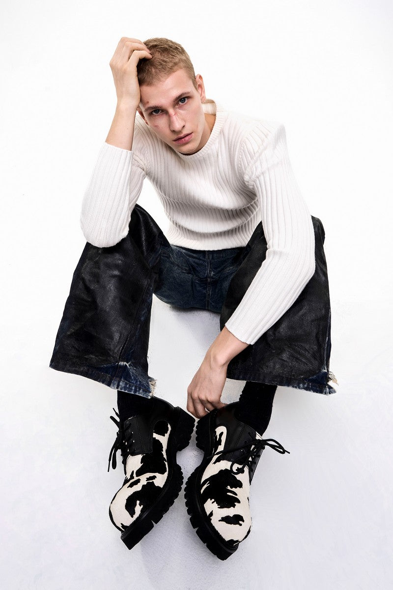 Cow Print Hairy Derbies