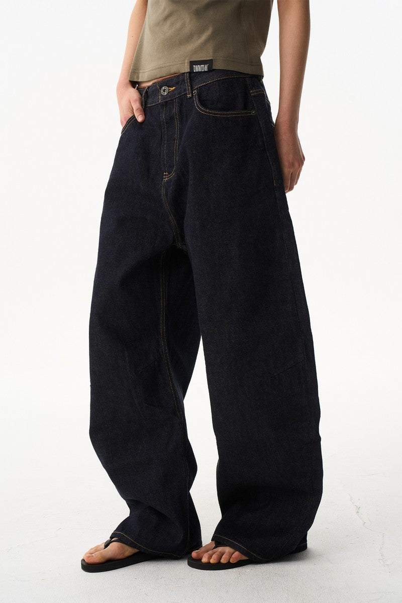 Raw Denim Barrel Jeans
