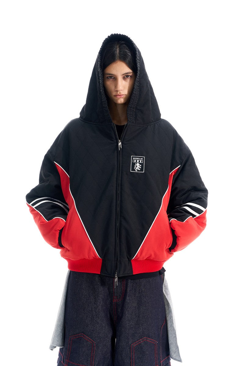 Diamond Patchwork Hooded Puffer