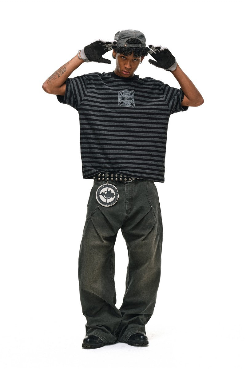 Washed Pleated Work Pants