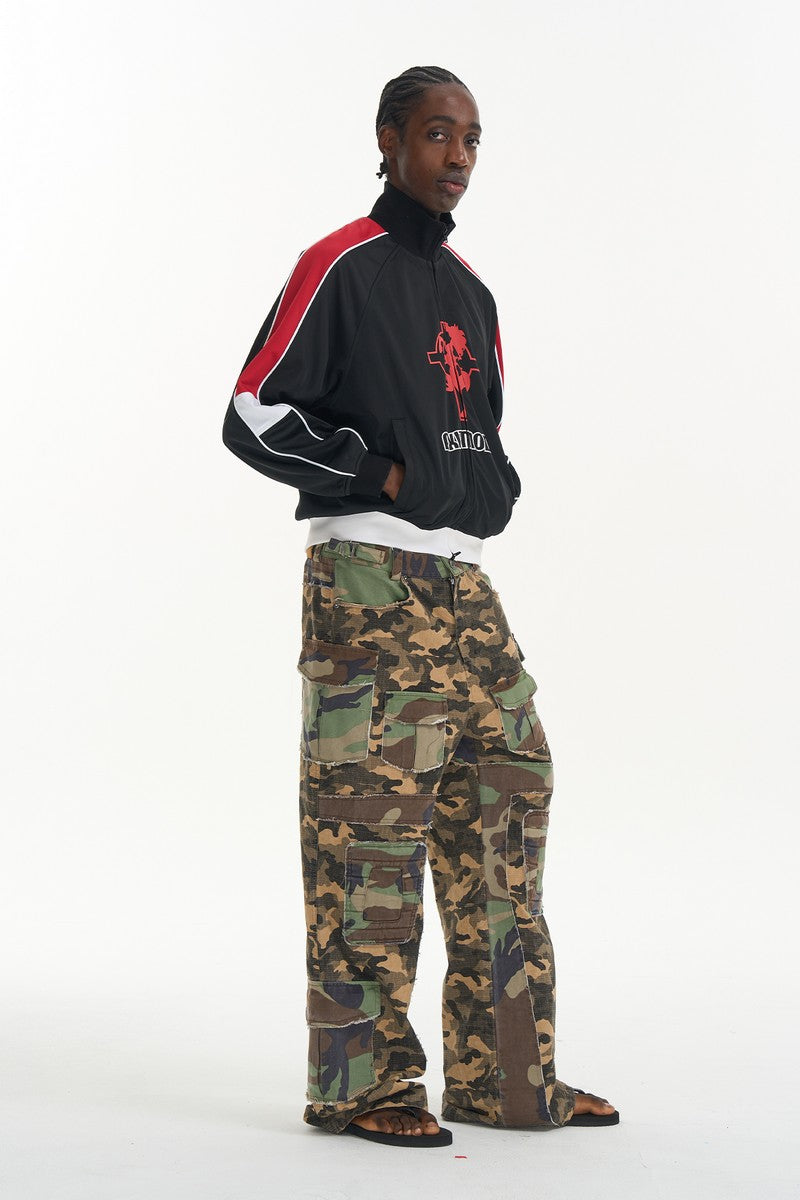 Washed Camo Flared Work Pants