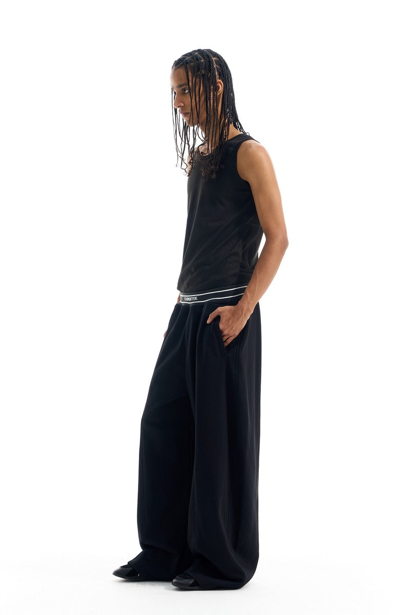Ribbed Colorblock Wide Track Pants