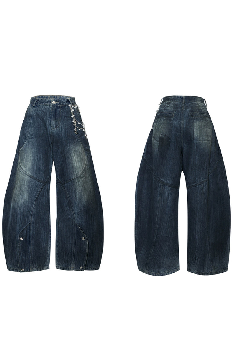 Raw Denim Pearl Wide-Leg Jeans