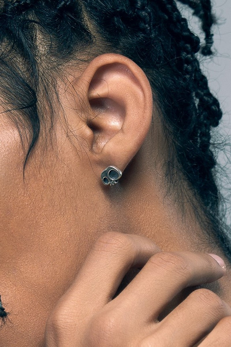 Silver Skull Stud Earrings