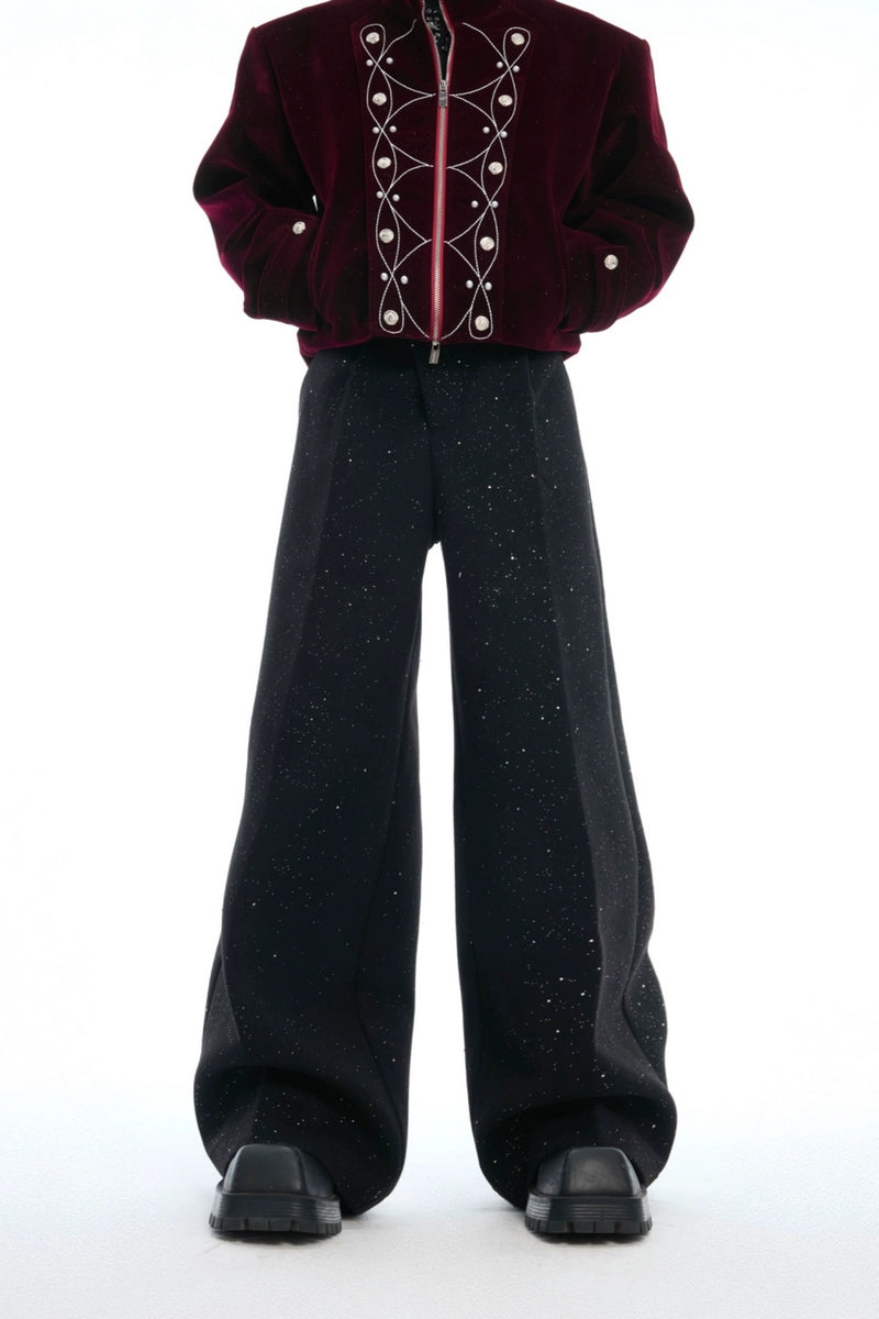 Sequin High-Waist Wide-Leg Trousers